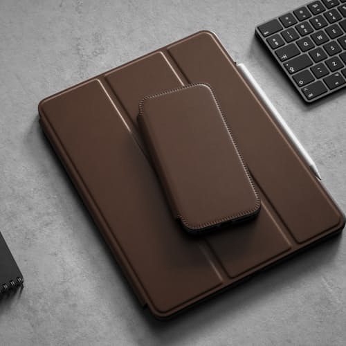 laydown image of Rugged Leather Folio iPhone 12 /iPhone 12 Pro Case