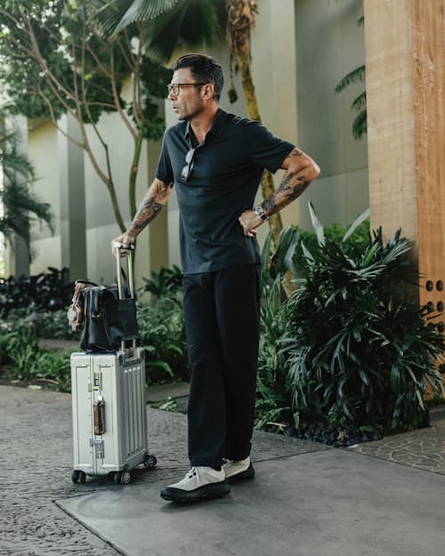 lifestyle image of 72-Hour Merino Polo Shirt