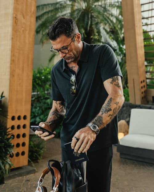 lifestyle image of 72-Hour Merino Polo Shirt