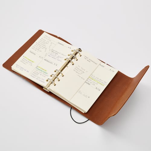 laydown image of Leather Weekly Task Planner