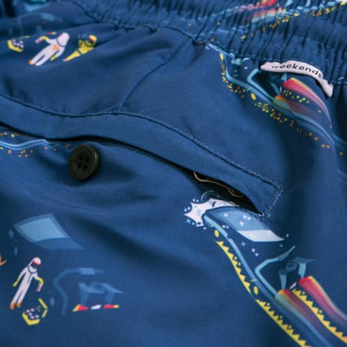 laydown image of Back to the Future Swim Short - 6"