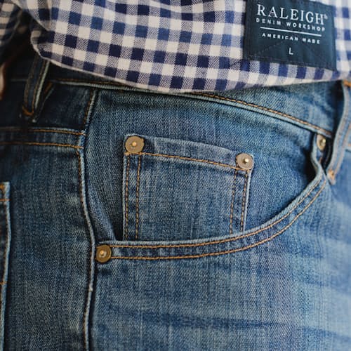 lifestyle image of Graham Relaxed Tapered Denim Jeans