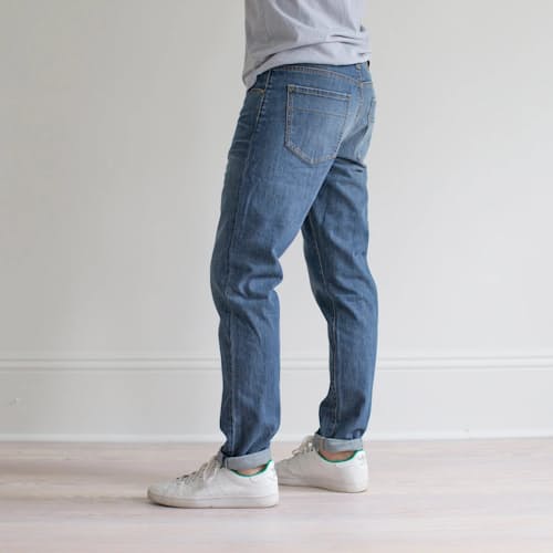 on model image of Graham Relaxed Tapered Denim Jeans