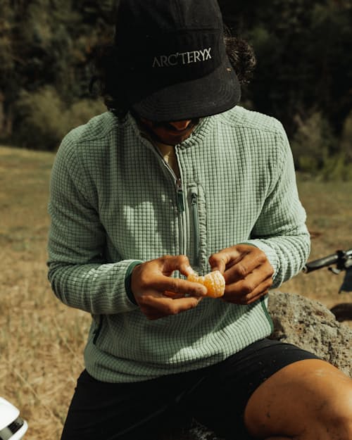 lifestyle image of GridFleece Half-Zip