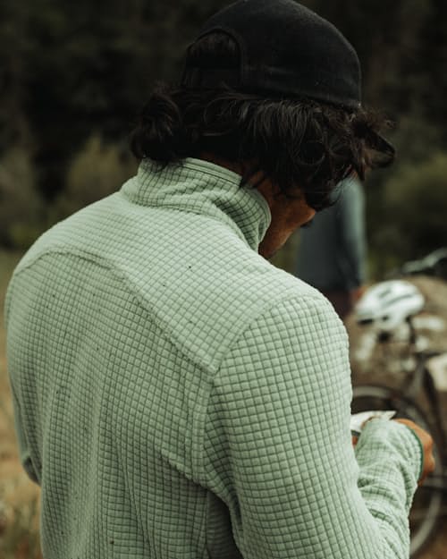 lifestyle image of GridFleece Half-Zip