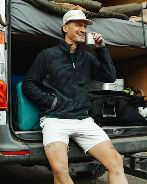 lifestyle image of GridFleece Half-Zip