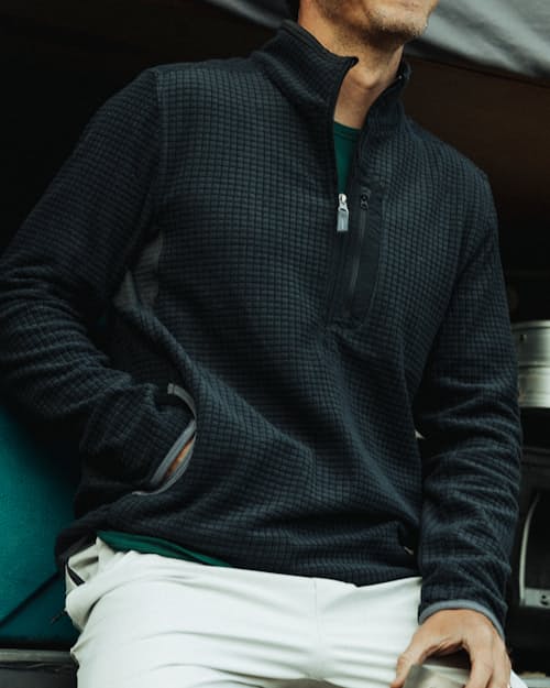 lifestyle image of GridFleece Half-Zip