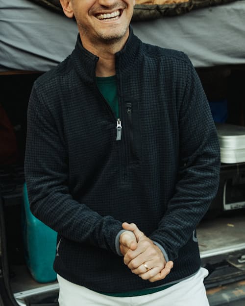lifestyle image of GridFleece Half-Zip