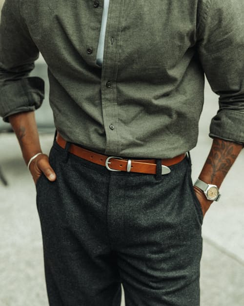 lifestyle image of Western Bridle Leather Belt Slim