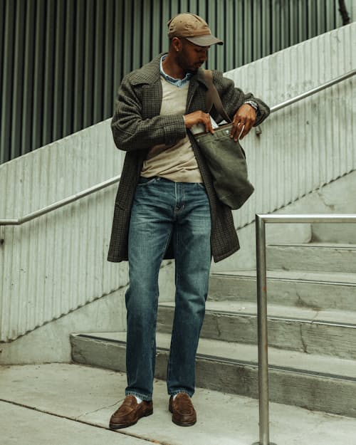 lifestyle image of All-Cotton Selvedge Denim - HB Straight