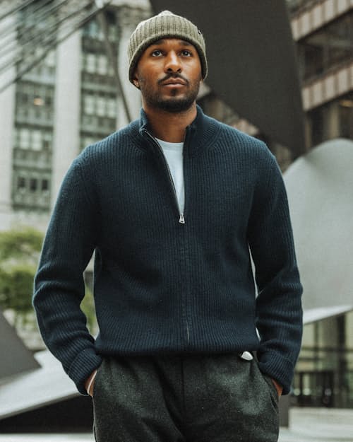 lifestyle image of Full-Zip Cardigan Sweater