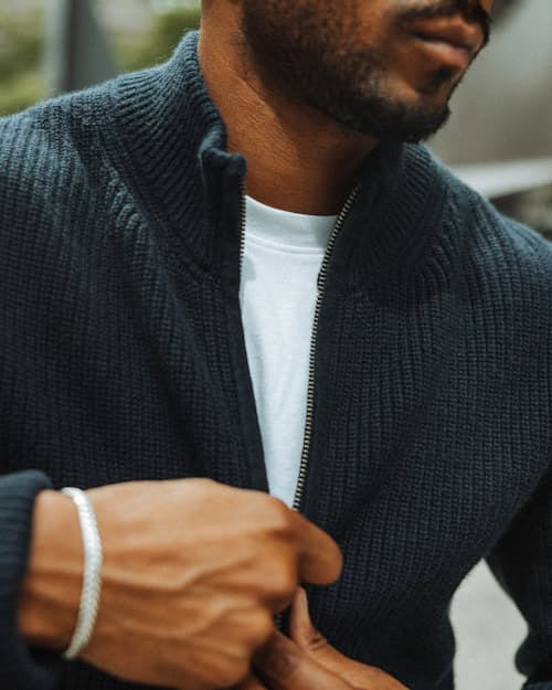 lifestyle image of Full-Zip Cardigan Sweater
