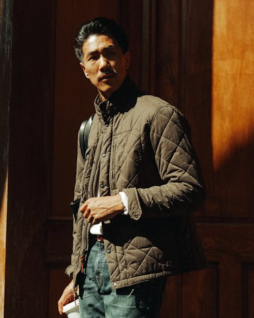 lifestyle image of Quilted Thermal Tanker Jacket - Exclusive