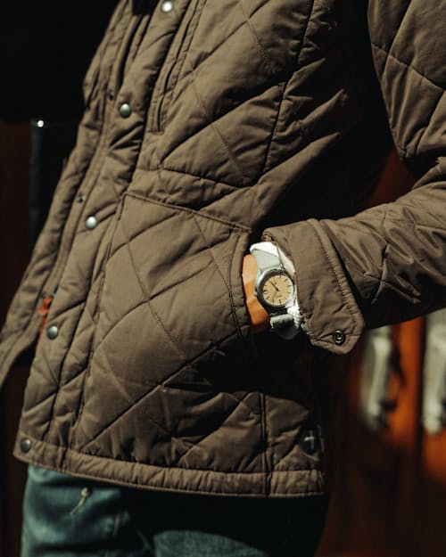 lifestyle image of Quilted Thermal Tanker Jacket - Exclusive