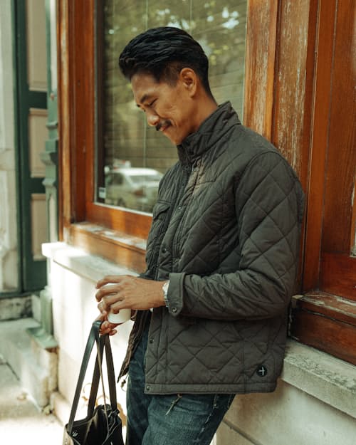 lifestyle image of Quilted Thermal Tanker Jacket - Exclusive