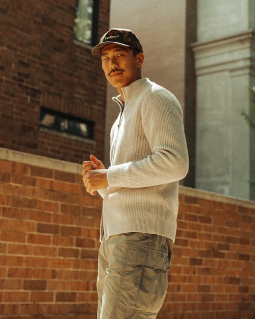 lifestyle image of Full-Zip Cardigan Sweater