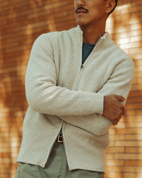 lifestyle image of Full-Zip Cardigan Sweater