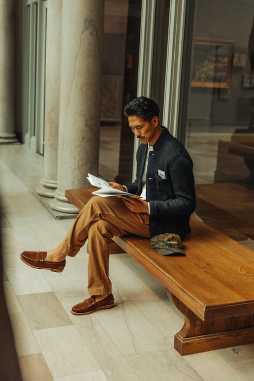 lifestyle image of Boiled Wool Chore Blazer