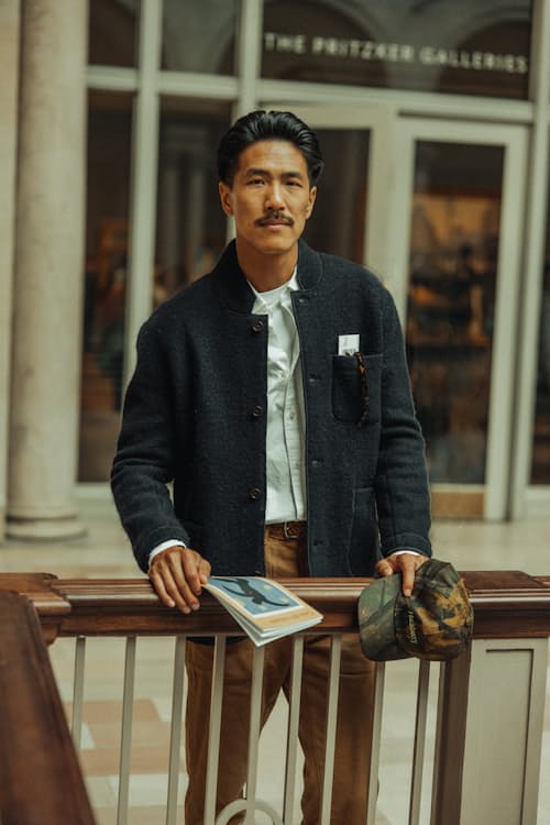 lifestyle image of Boiled Wool Chore Blazer