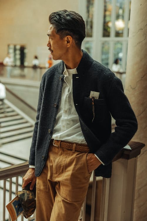 lifestyle image of Boiled Wool Chore Blazer