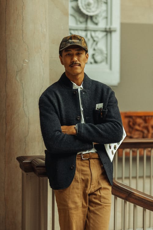 lifestyle image of Boiled Wool Chore Blazer