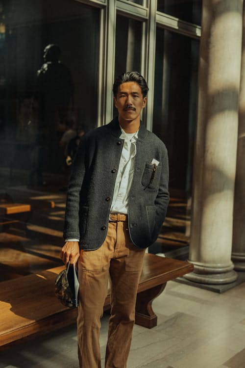 lifestyle image of Boiled Wool Chore Blazer