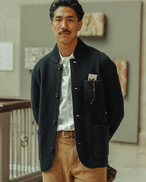 lifestyle image of Boiled Wool Chore Blazer
