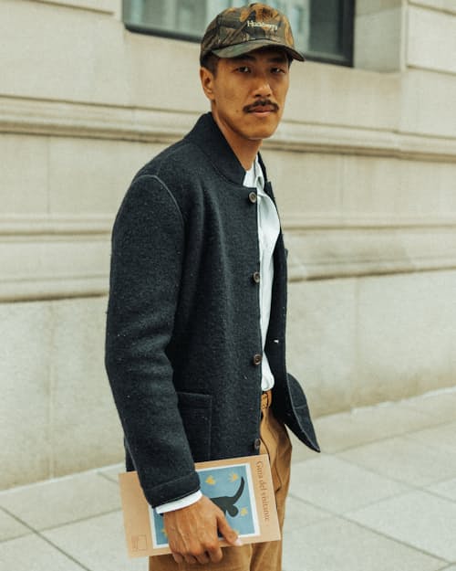 lifestyle image of Boiled Wool Chore Blazer