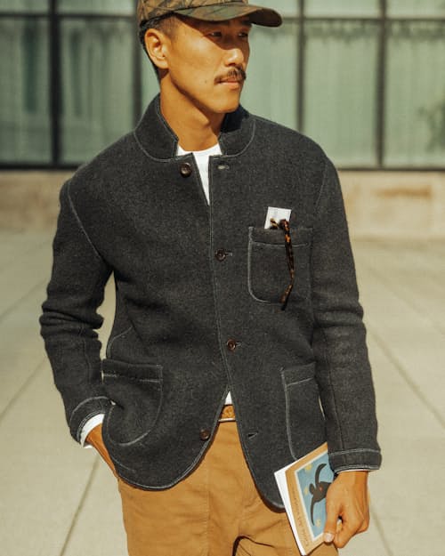 lifestyle image of Boiled Wool Chore Blazer