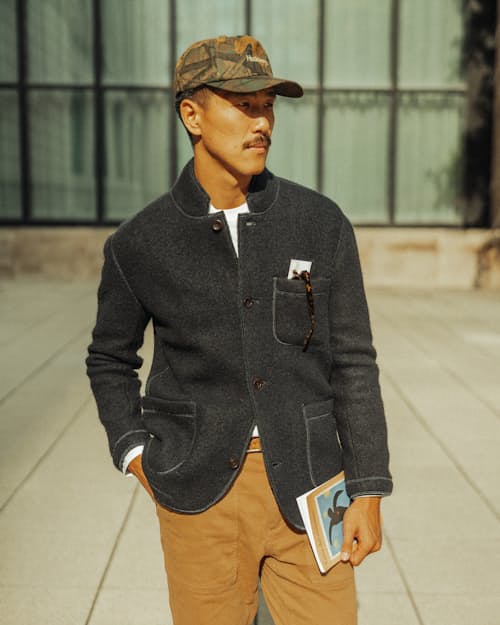 lifestyle image of Boiled Wool Chore Blazer