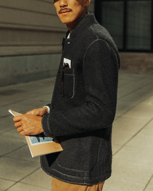 lifestyle image of Boiled Wool Chore Blazer