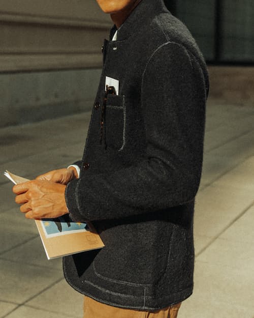 lifestyle image of Boiled Wool Chore Blazer