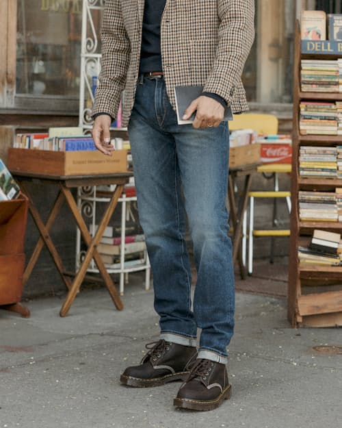lifestyle image of 1460 Made in England Wax Commander Lace Up Boots