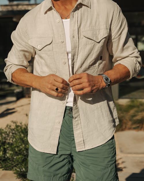 lifestyle image of Slub Linen Workshirt
