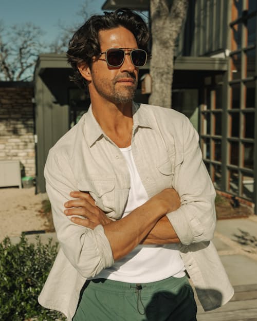 lifestyle image of Slub Linen Workshirt