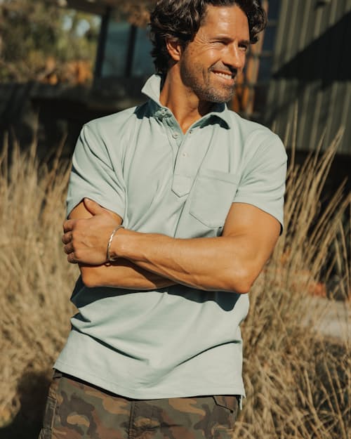 lifestyle image of Pique Slot Polo