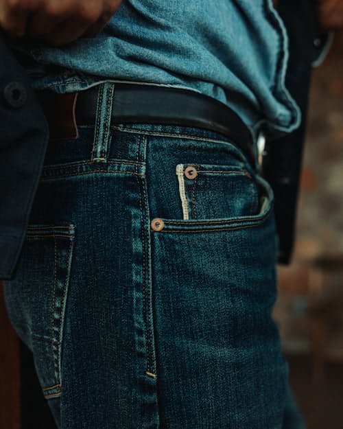 lifestyle image of Japanese Stretch Selvedge Denim - HB Athletic Straight