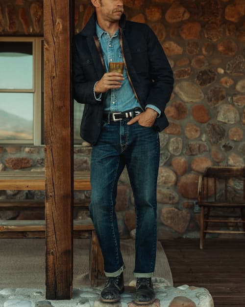 lifestyle image of Japanese Stretch Selvedge Denim - HB Athletic Straight