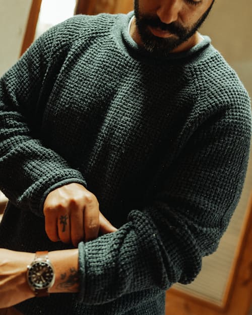 lifestyle image of Recycled Cotton Headlands Rollneck Sweater