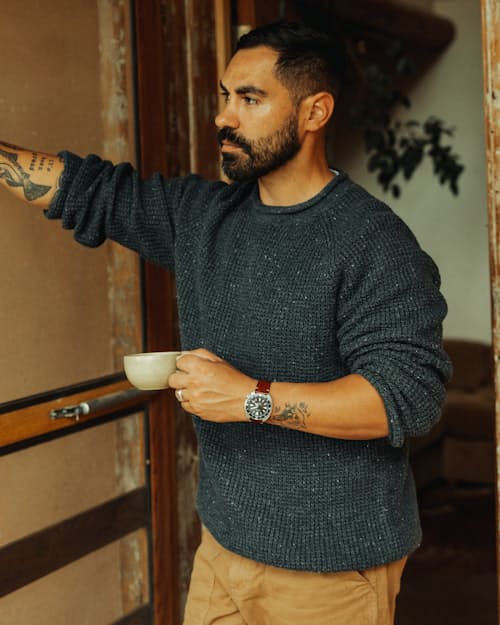 lifestyle image of Recycled Cotton Headlands Rollneck Sweater