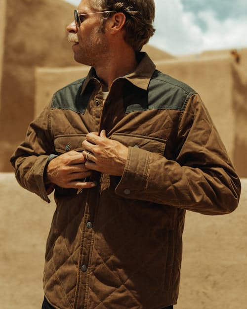 lifestyle image of Waxed Western Quilted Jacket