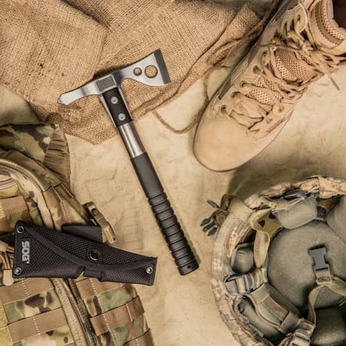 laydown image of Fasthawk Polished Hatchet