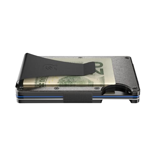 laydown image of Stonewashed Titanium Wallet + Money Clip