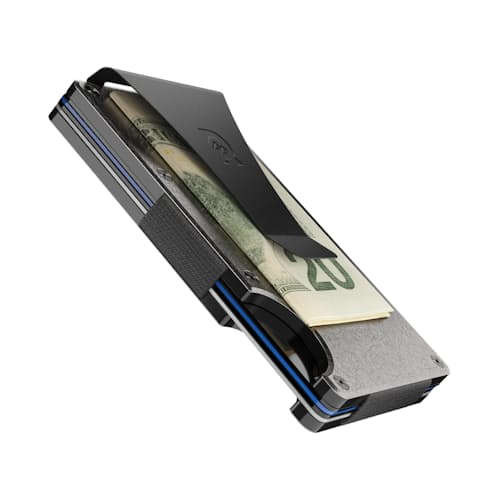 laydown image of Stonewashed Titanium Wallet + Money Clip