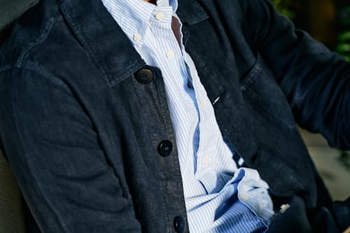 lifestyle image of Baptista Linen Chore Coat