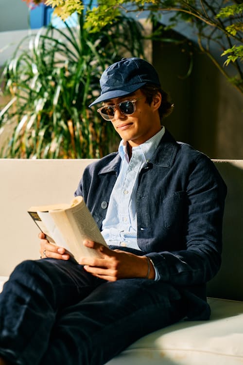 lifestyle image of Baptista Linen Chore Coat