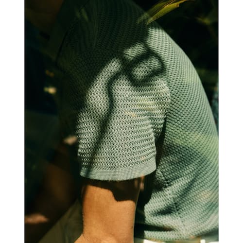 lifestyle image of Crochet Knit Polo Shirt