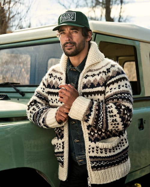 lifestyle image of Flint and Tinder x Kanata Canadian Handknit Cardigan