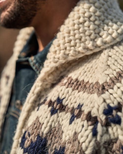 lifestyle image of Flint and Tinder x Kanata Canadian Handknit Cardigan
