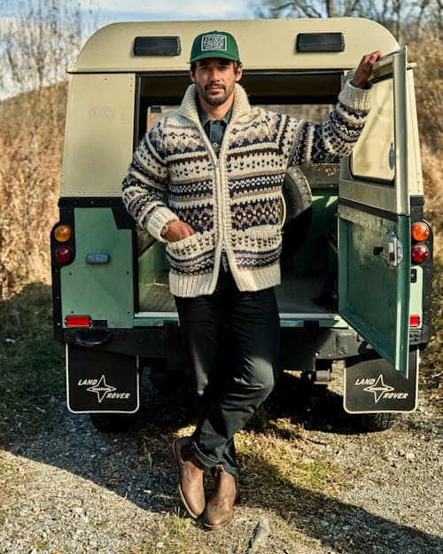 lifestyle image of Flint and Tinder x Kanata Canadian Handknit Cardigan